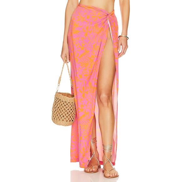 Lspace 'Mia' Pink Rayon Cover Up Skirt Size S - Picture 1 of 5